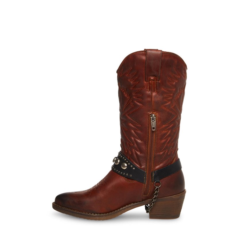 Botas Altas Steve Madden Harrison Cuero Mujer Marrones | ES ZPE236